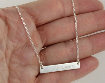 Sterling silver Bar Necklace | Personalize silver necklace | Custom engraved silver bar Necklace | Name Bar Necklace | Bridesmaid necklace