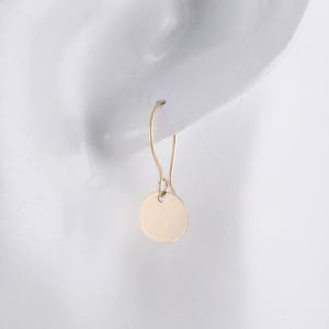 14K gold filled disc earrings Dainty gold earrings Dangle earrings Round drop earrings Gold circle earrings Small gold earrings image 9