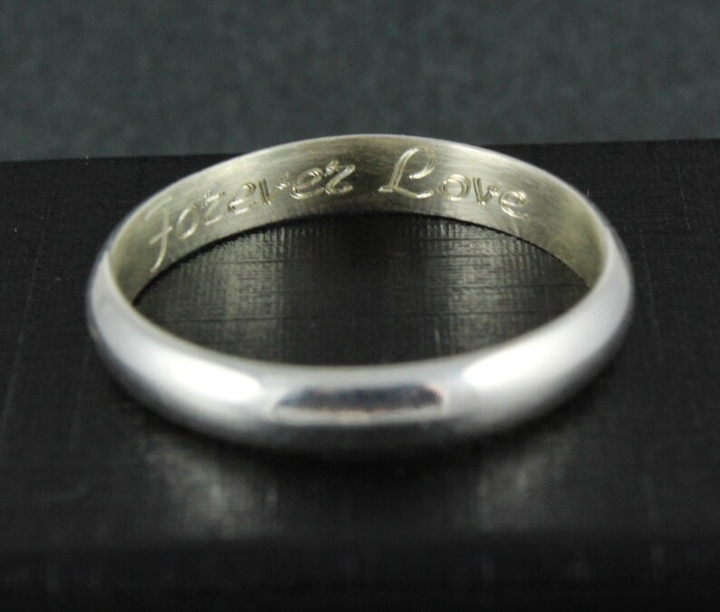 Brushed wedding ring Silver wedding band Engraved ring Personalized band Simple wedding ring Man wedding ring Woman wedding ring