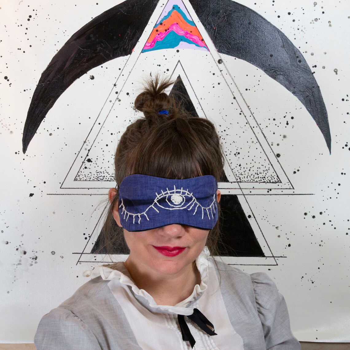 Blue Third Eye Mask Hand Embroidered Hand Dyed Sleep Mask Etsy