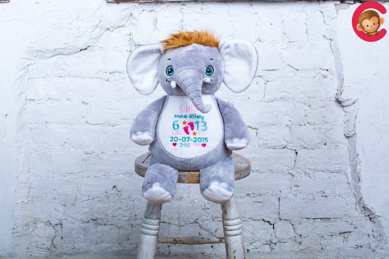 elephant personalised teddy