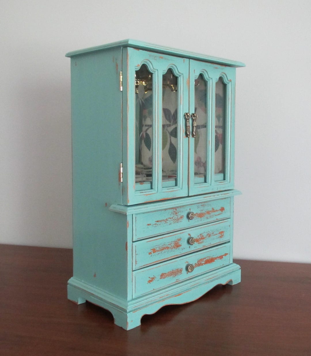 Photo inspiration: Visual Reference: Vintage Jewelry Armoire Box Chest Organizer Aqua Distressed Shabby