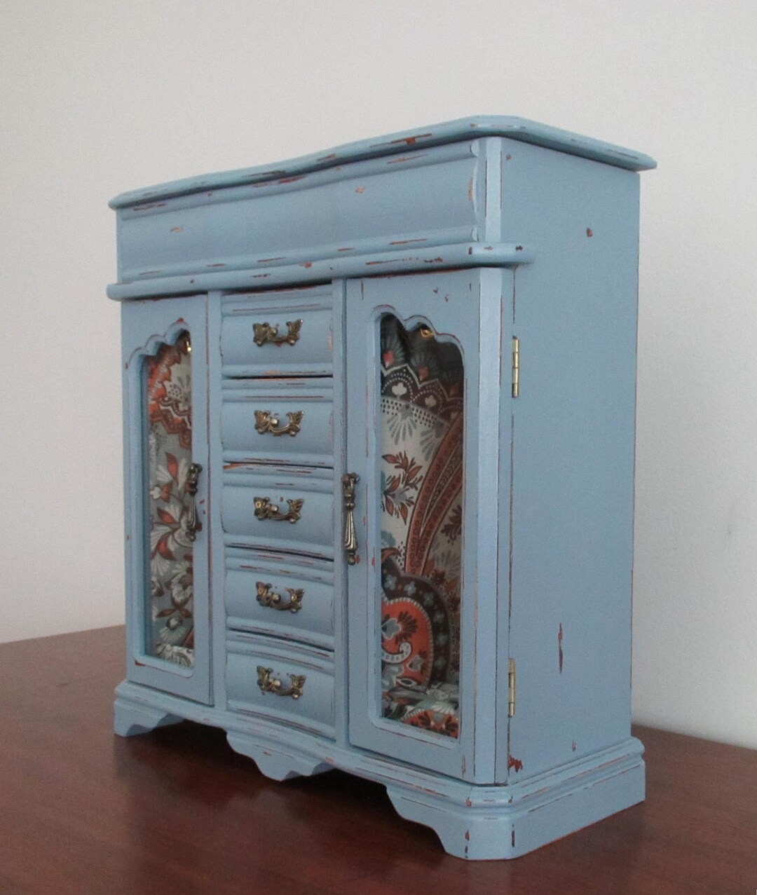 Photo inspiration: Picture Idea: Jewelry Armoire Box Chest Organizer Distressed Periwinkle Blue Shabby