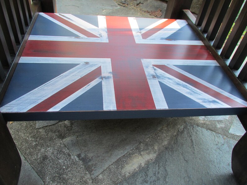 Led Zeppelin Union Jack End Table Mission Craftsman Vintage Tour Poster Repro Classic Rock U.K British Man Cave Audiophile England