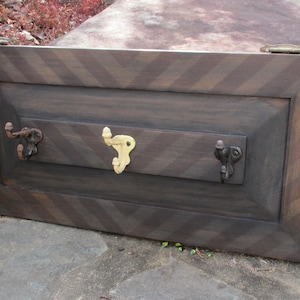 Salvaged Cabinet Door Vintage Coat Rack Hooks Distressed Weathered Farmhouse Chic Chevron Barnwood Mudroom Entryway Foyer