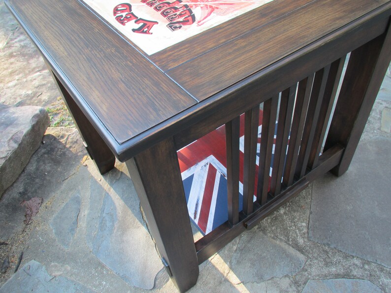 Led Zeppelin Union Jack End Table Mission Craftsman Vintage Tour Poster Repro Classic Rock U.K British Man Cave Audiophile England