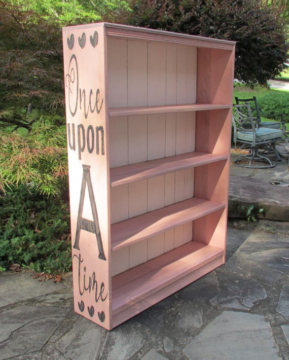 Vintage Pink Storybook Fairytale Bookcase, Shabby Chic Kids