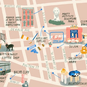 Illustrated Map of Downtown Brooklyn Print - Etsy