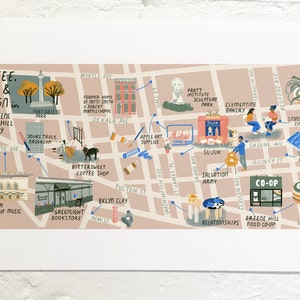 Illustrated Map of Downtown Brooklyn Print - Etsy