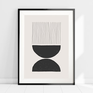 Abstract Shapes Line Art, Minimalist Geometric Shapes Art Print, Neutral Art, Contemporary Wall Art, Boho Home Decor, Warm Grey Art Print