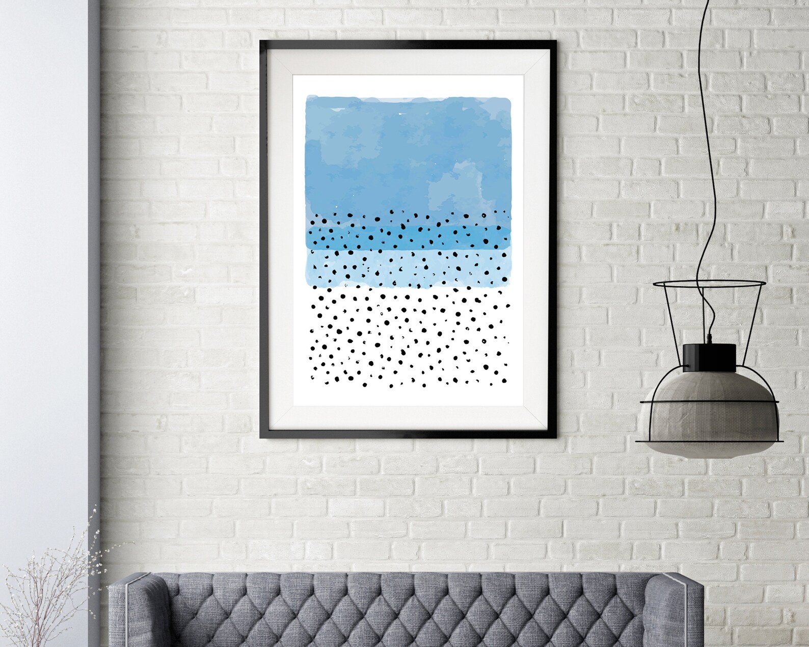 Blue Minimalist Abstract Art Print Watercolour Wall Art Etsy