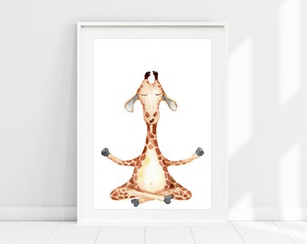 Giraffe Nursery Print, Safari Animal Nursery Wall Art, Acuarela Giraffe Wall Art, Baby Giraffe Nursery Wall Decor, Cute Giraffe Art Print