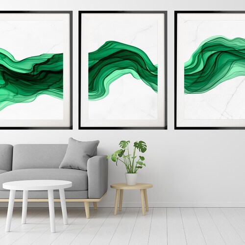 Set of 3 Green Wall Art Prints Green Prints Emerald Green Etsy UK
