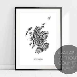 Schottland Karte Fingerabdruck Kunstdruck, Schottland Landkarte Druck, Schottland Karte Reise Wandkunst, Moderne Wohndekoration, Schottischer Kunstdruck Poster