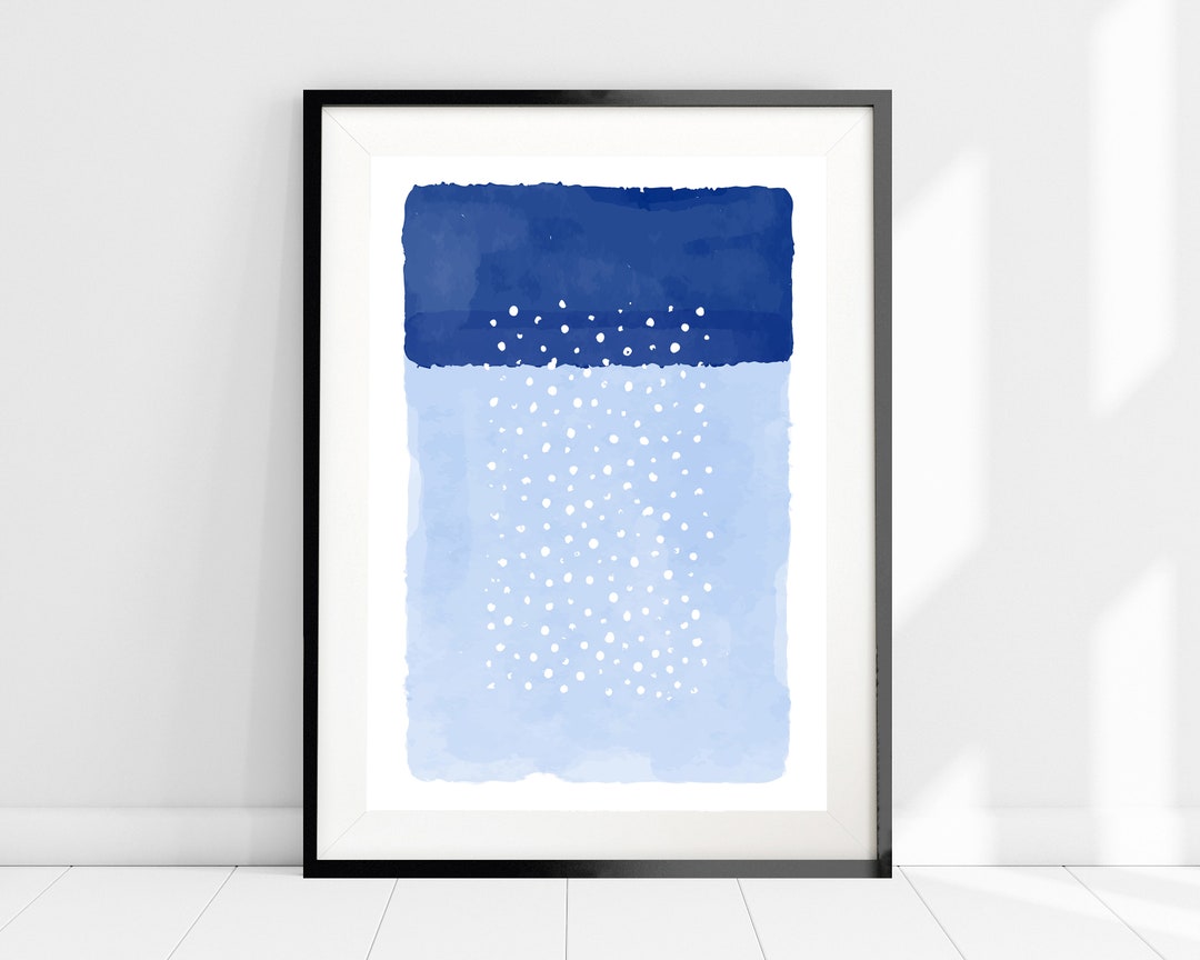 Light Blue Painting Art Print, Abstract Watercolour Wall Art, Blue