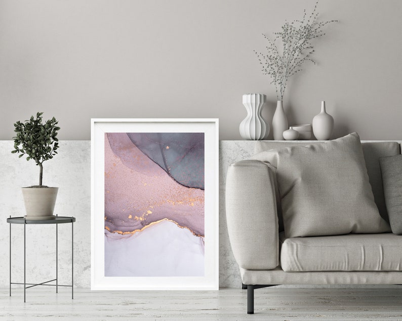 Pink and Grey Abstract Art Print Minimalist Pink Wall Art Etsy