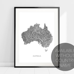 Australien Karte Fingerabdruck Kunstdruck, Australien Land Druck, Australien Karte Reise Wandkunst, Moderne Wohndekoration, Aussie Kunstdruck