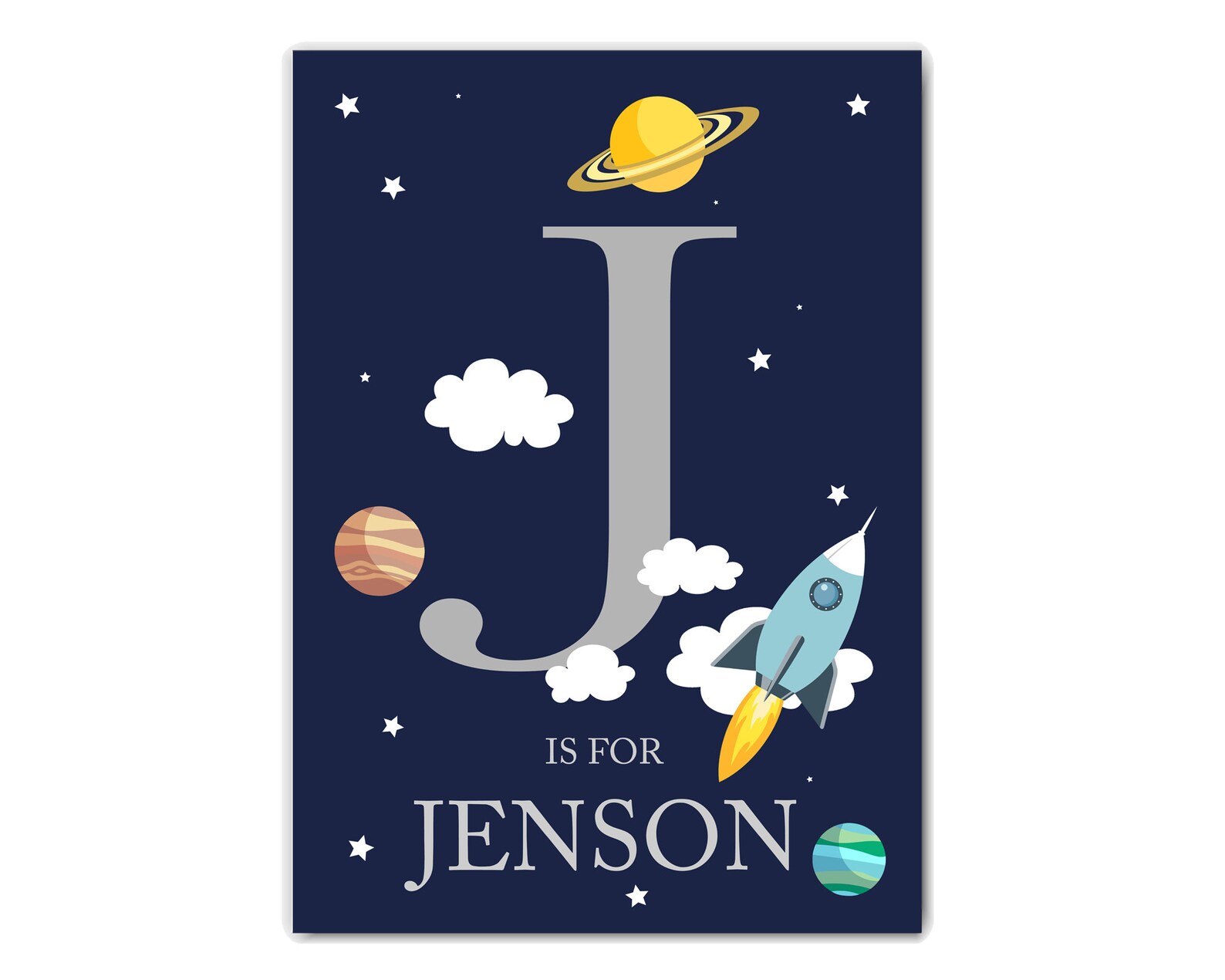 Personalised Space Themed Nursery Print Nursery Name Wall Etsy