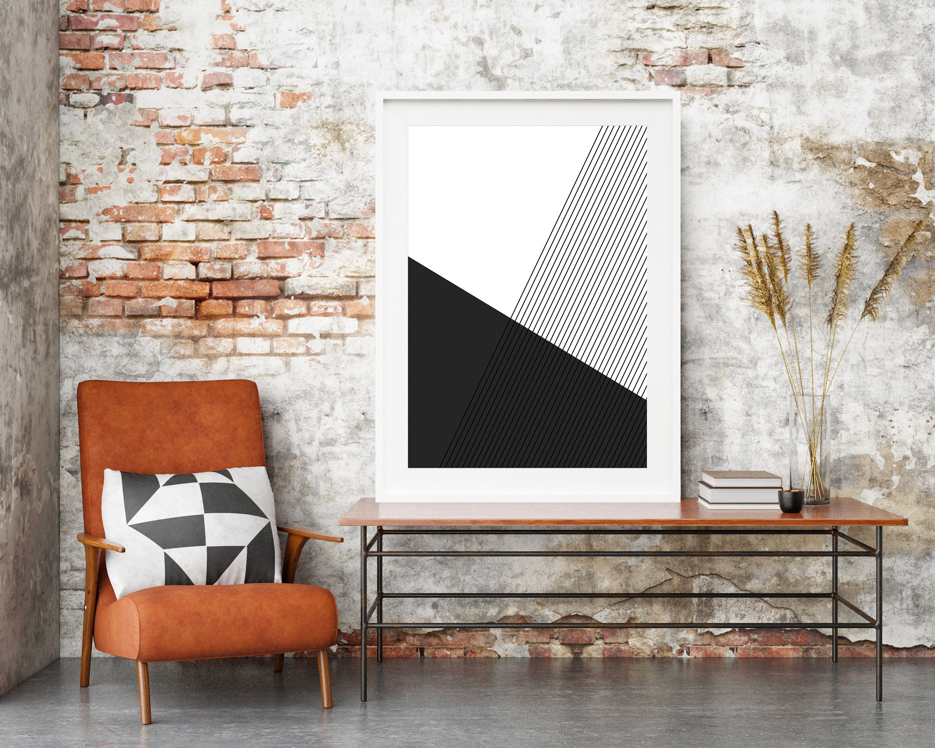 Geometric Minimalist Art Print Black and White Wall Art - Etsy