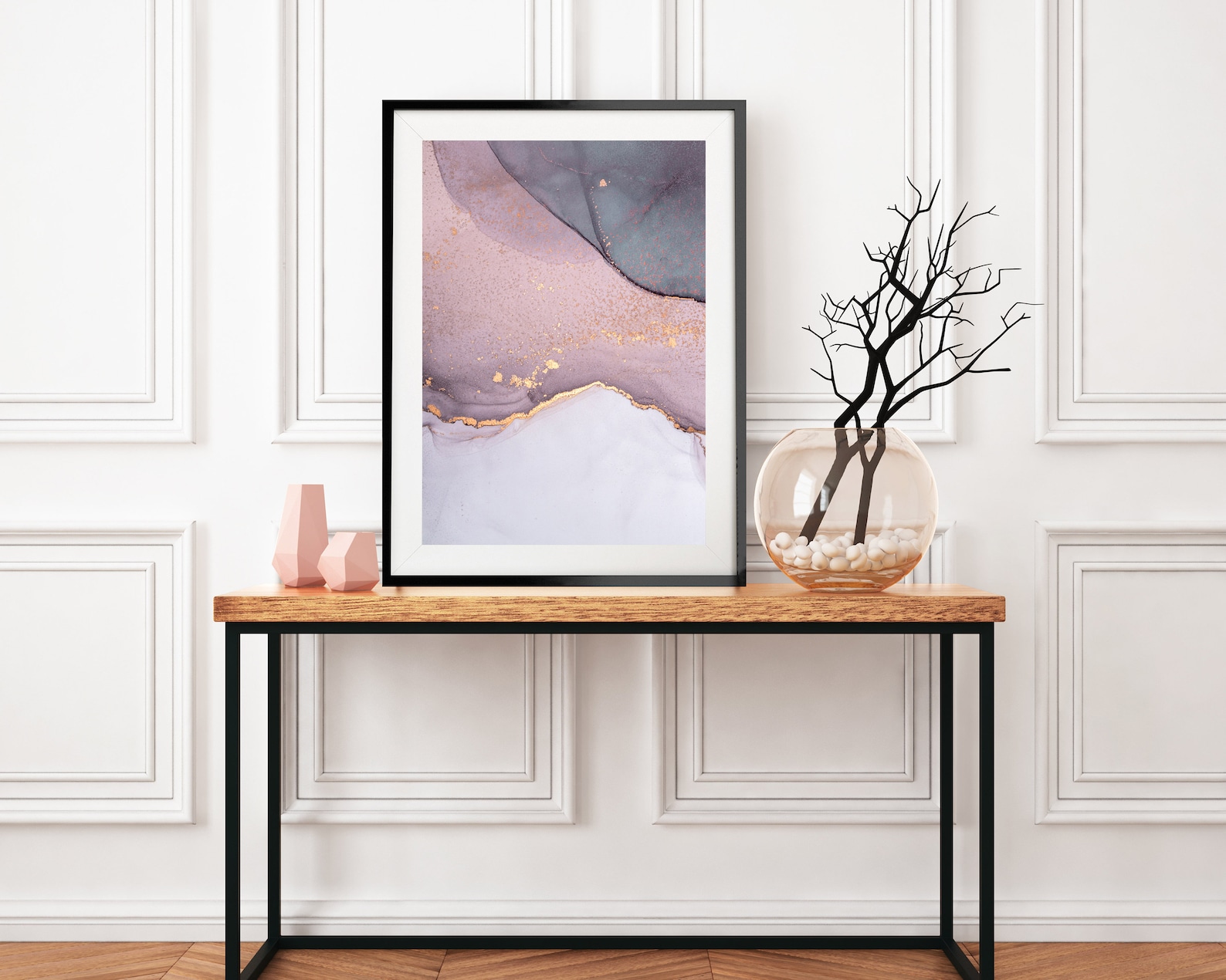 Pink and Grey Abstract Art Print Minimalist Pink Wall Art Etsy