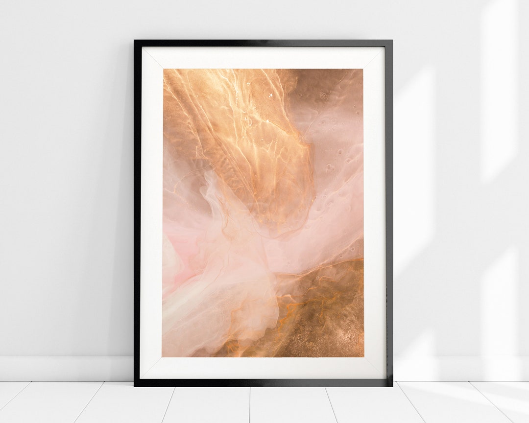 Pink and Gold Abstract Art Print, Minimalist Blush Pink Wall Art, Pink ...