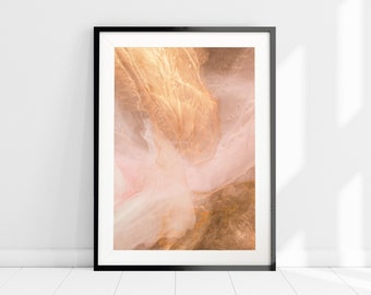 Pink and Gold Abstract Art Print, Minimalist Blush Pink Wall Art, Pink Painting Print, Alcohol Ink Painting, Marble Watercolour Painting