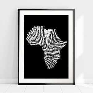 Africa Map Fingerprint Art Print, Africa Travel Print, Africa Wall Art, African Art, Modern Home Decor, Africa Art Print, Travel Wall Art