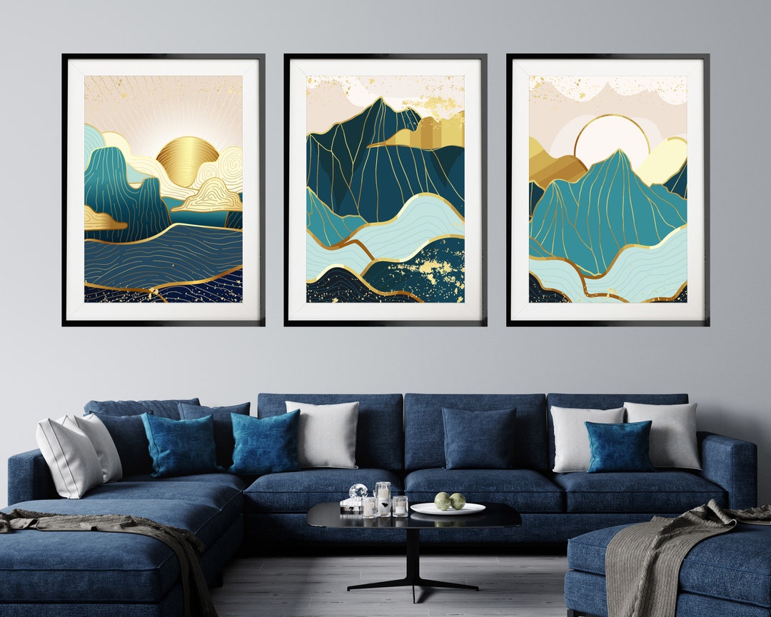 Nordic Mountains Set of 3 Prints, Scandinavian Mountains Art Print Set ...