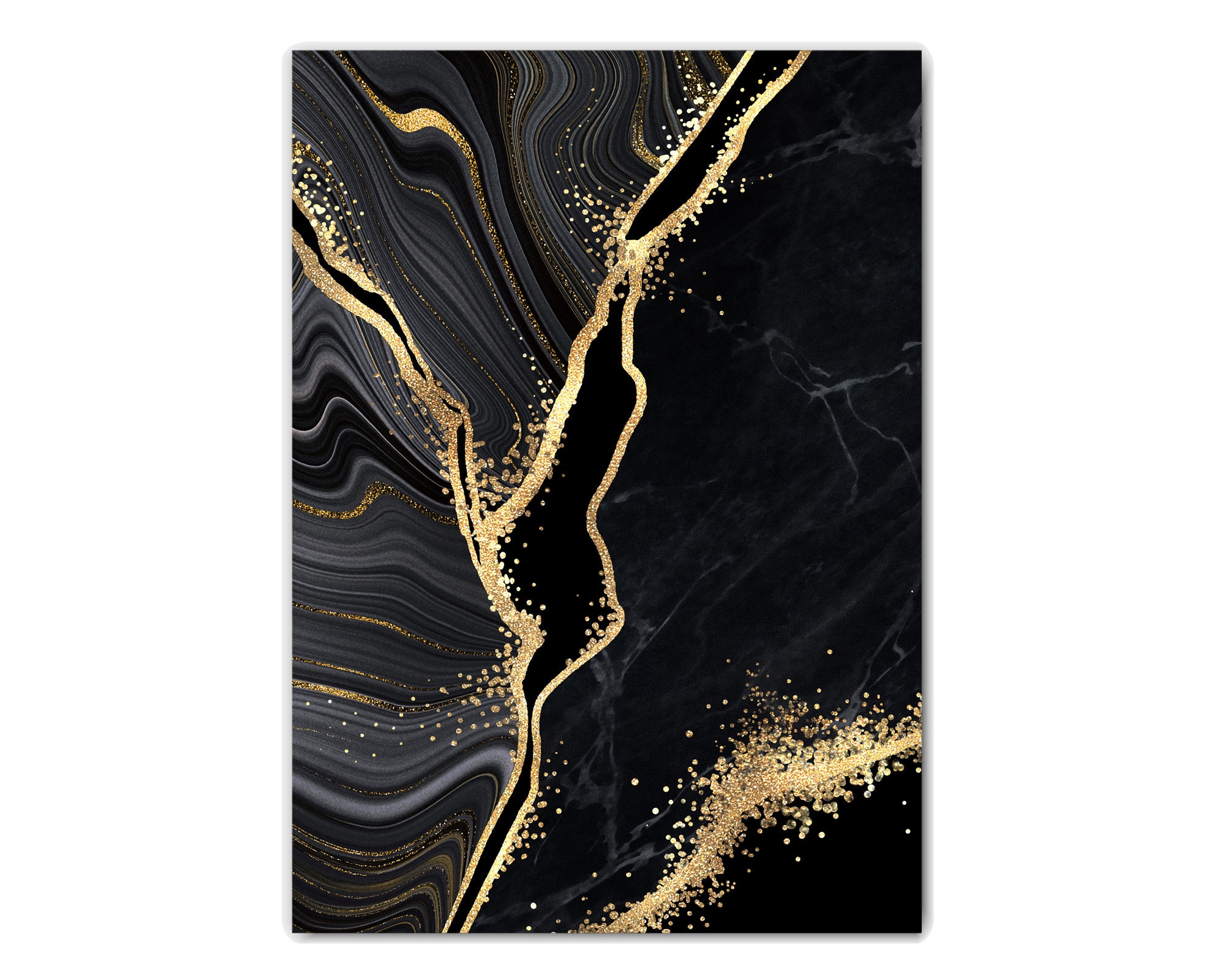 Black and Gold Abstract Art Print Set, Marble Wall Art Print Set of 2 ...