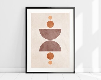 Abstrakter Oranger Kunstdruck, Boho Druck, Erdtöne Wanddekoration, Abstrakte Formen Kunstdruck, Minimalistische Wandkunst, geometrische Kunst