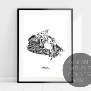 Kanada Karte Fingerabdruck Kunstdruck Poster, Kanada Land Druck, Kanada Karte Wandkunst, Kanada Reise Wand Dekor, Moderne Karte Kunst, Home Decor