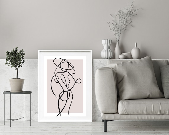 Abstract Woman Line Art Print Fashion One Line Drawing 