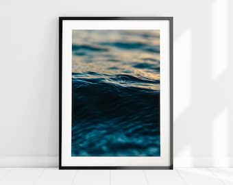 Blue Ocean Art Print, Waves Wall Art, Sea Photography, Seascape Home Decor, Water Reflection Photography Poster, Coastal Home Decor