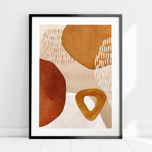 Burnt Orange Abstract Art Print, Copper Geometric Print, Boho Wall Art, Orange Minimalist Art, Terracotta Shapes Art, Boho Print, Home Decor