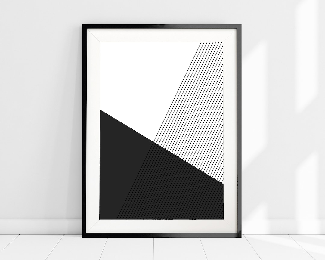 Geometric Minimalist Art Print, Black and White Wall Art, Abstract Wall ...