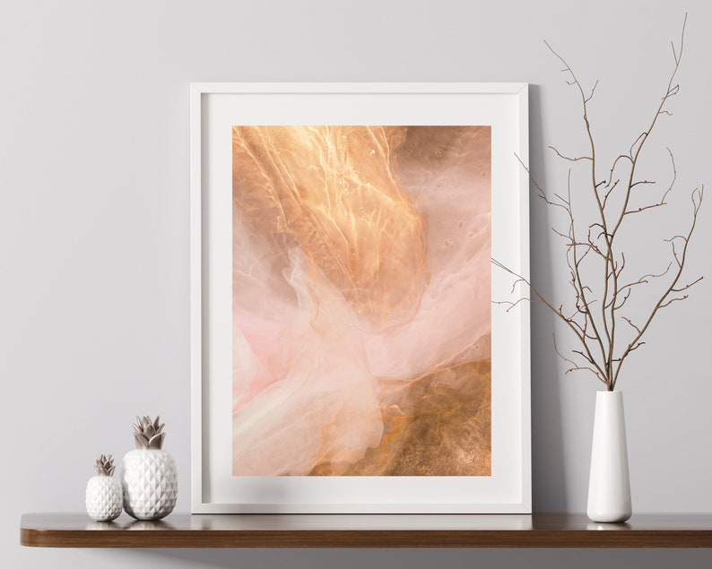 Pink and Gold Abstract Art Print, Minimalist Blush Pink Wall Art, Pink ...