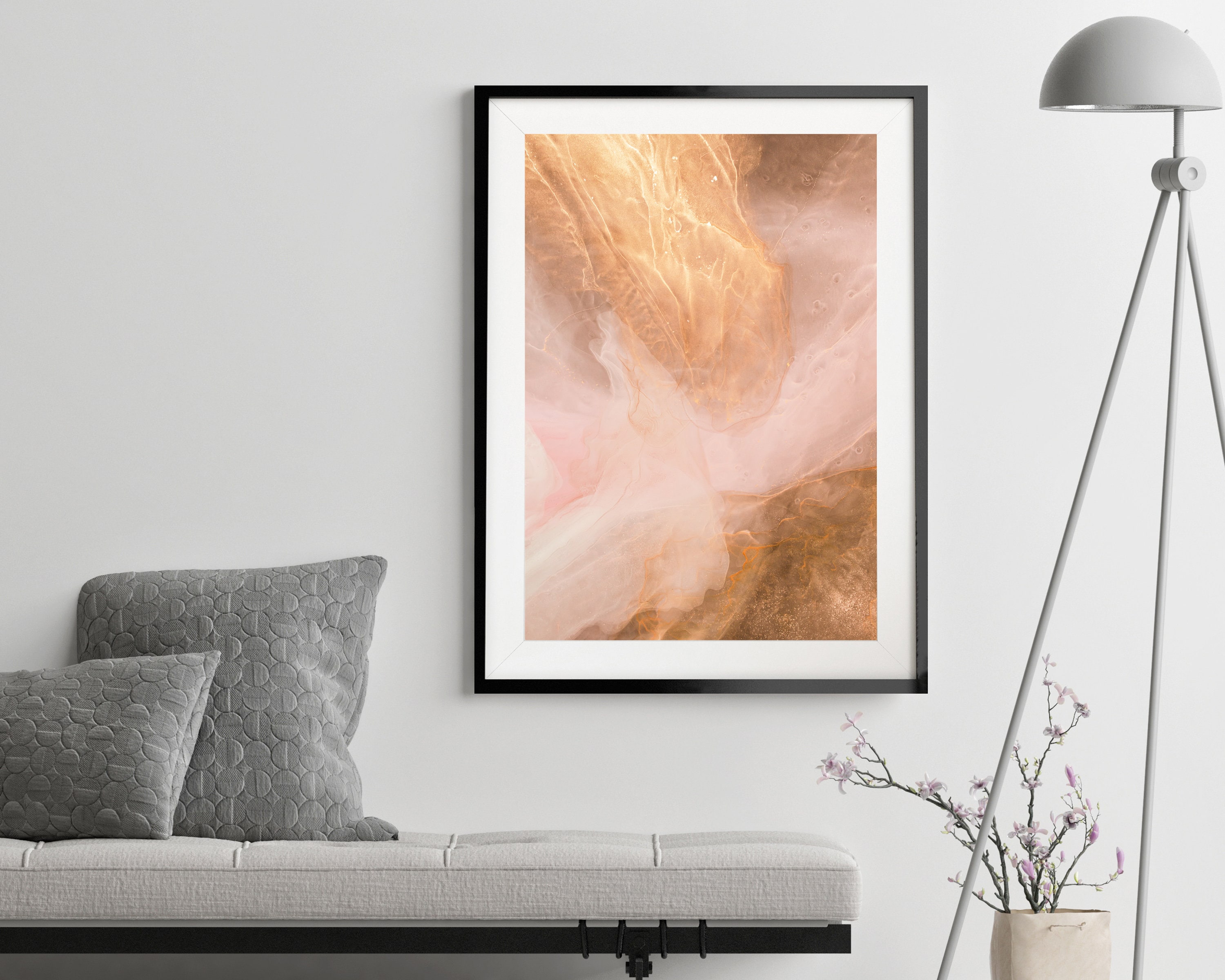 Pink and Gold Abstract Art Print, Minimalist Blush Pink Wall Art, Pink ...
