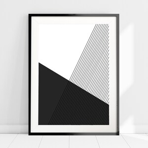 Minimalist Geometric Set of 2 Art Prints, Black and White Wall Art ...