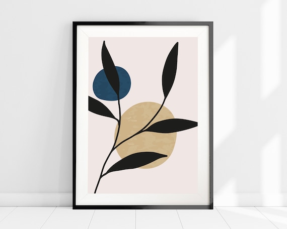 Abstract Golden Plant Leaves Picture Canvas Printing Art - Minimalist Nordic