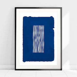 Blue and White Abstract Art Print, Minimalist Wall Art, Blue Abstract Painting, Contemporary Boho Print, Living Room Wall Decor, Home Decor