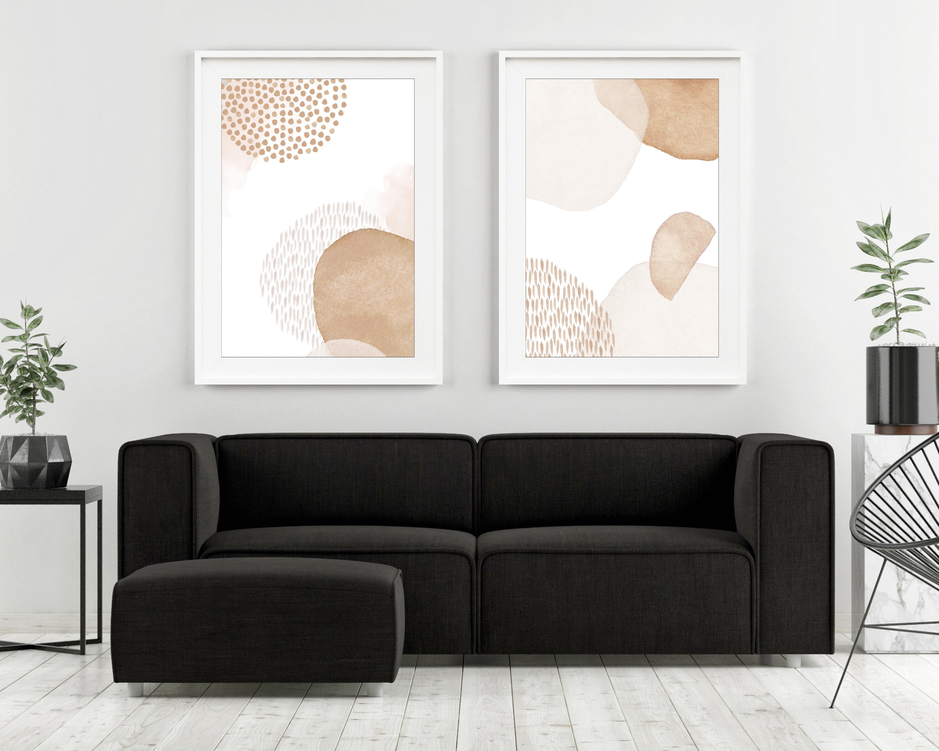 Beige Abstract Shapes Art Print Set, Neutral Minimalist Wall Art Set ...