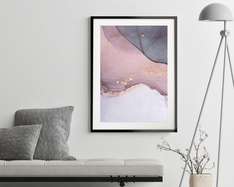 Pink and Grey Abstract Art Print Minimalist Pink Wall Art Etsy