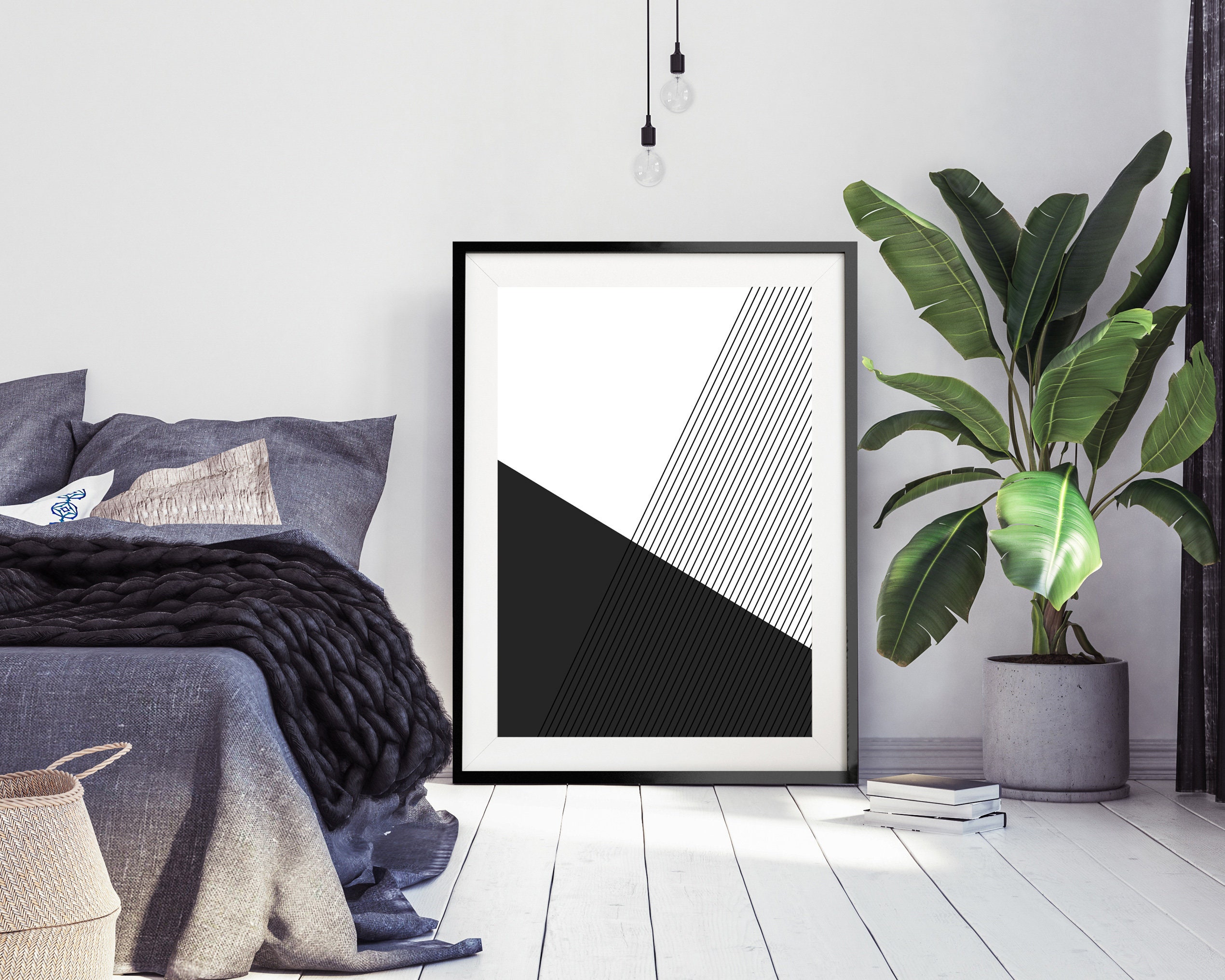 Geometric Minimalist Art Print Black and White Wall Art - Etsy