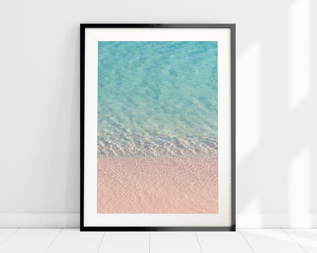 Pink Beach Art Print, Blush Ocean Art Print, Minimalist Wall Art, Beach