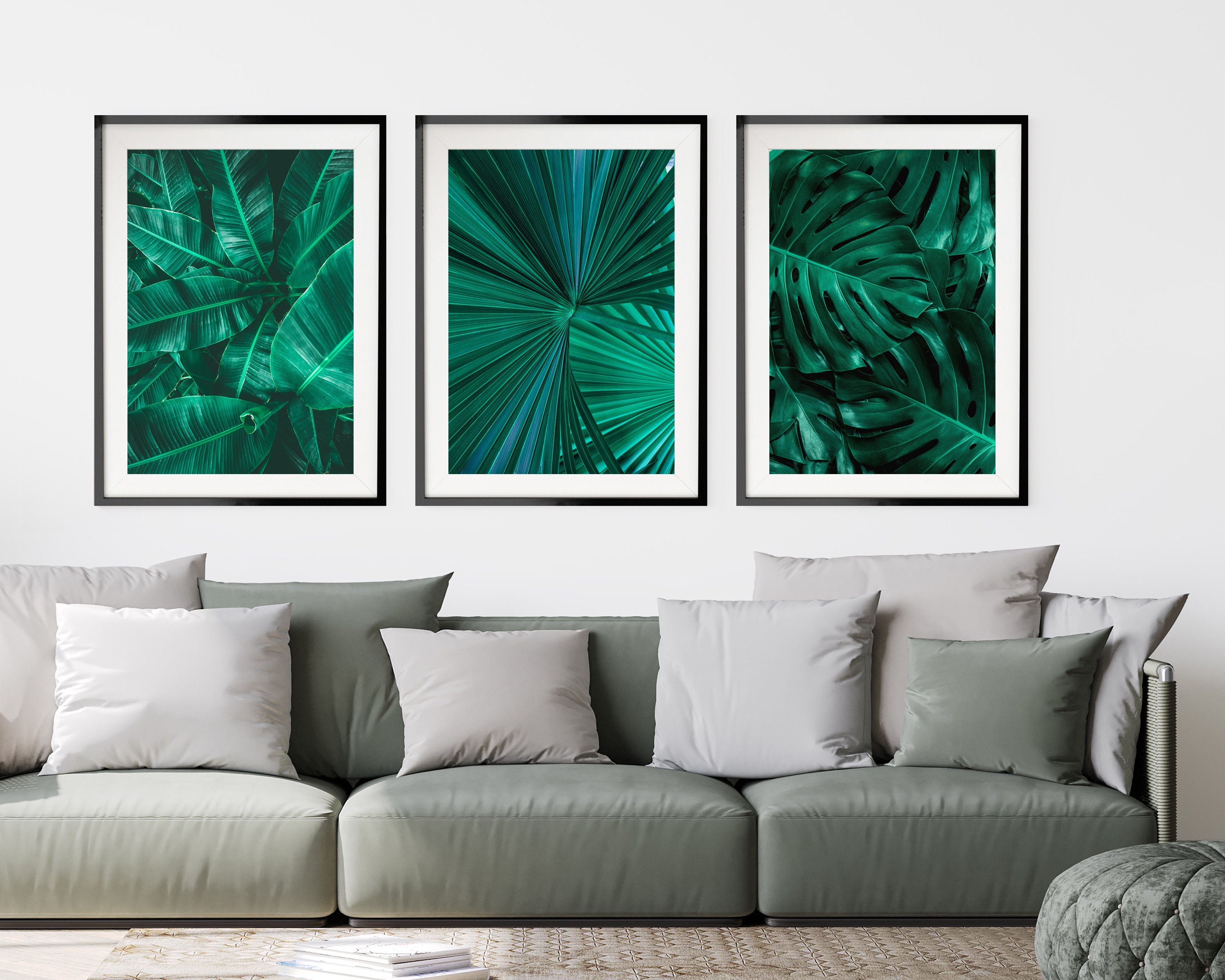 Tropical Leaf Print Set Botanical Print Set of 3 Green Leaf | Etsy