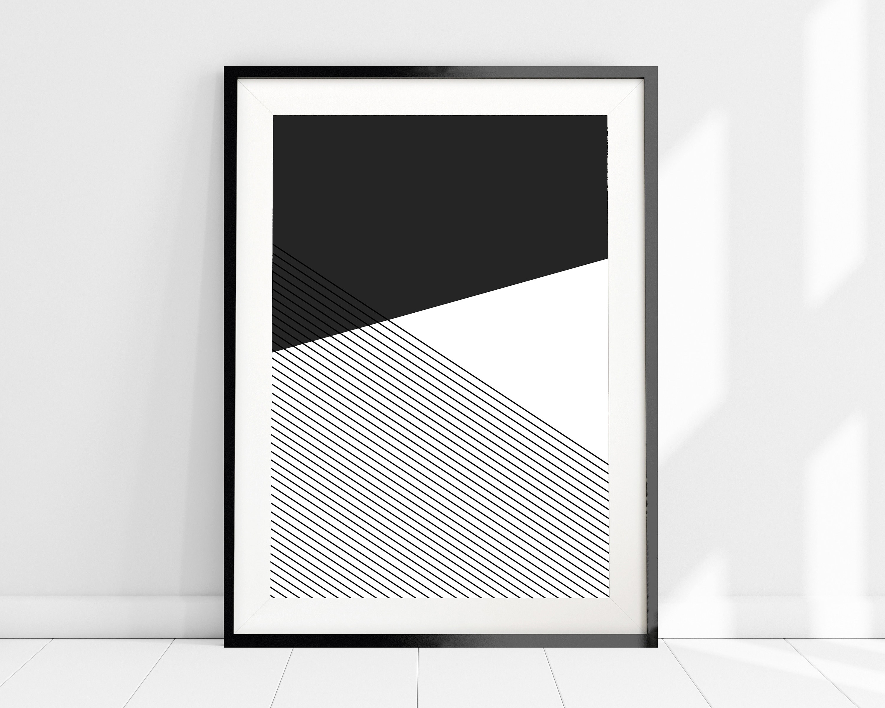 Minimalist Geometric Art Print, Black and White Wall Art, Abstract Wall ...