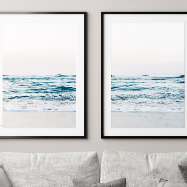 Set of 2 Minimalist Beach Art Prints, Ocean Art Print Set, Seascape Home Decor, Modern Print Set, Fine Art Wall Decor, Gift for Home