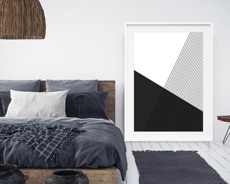 Geometric Minimalist Art Print, Black and White Wall Art, Abstract Wall ...