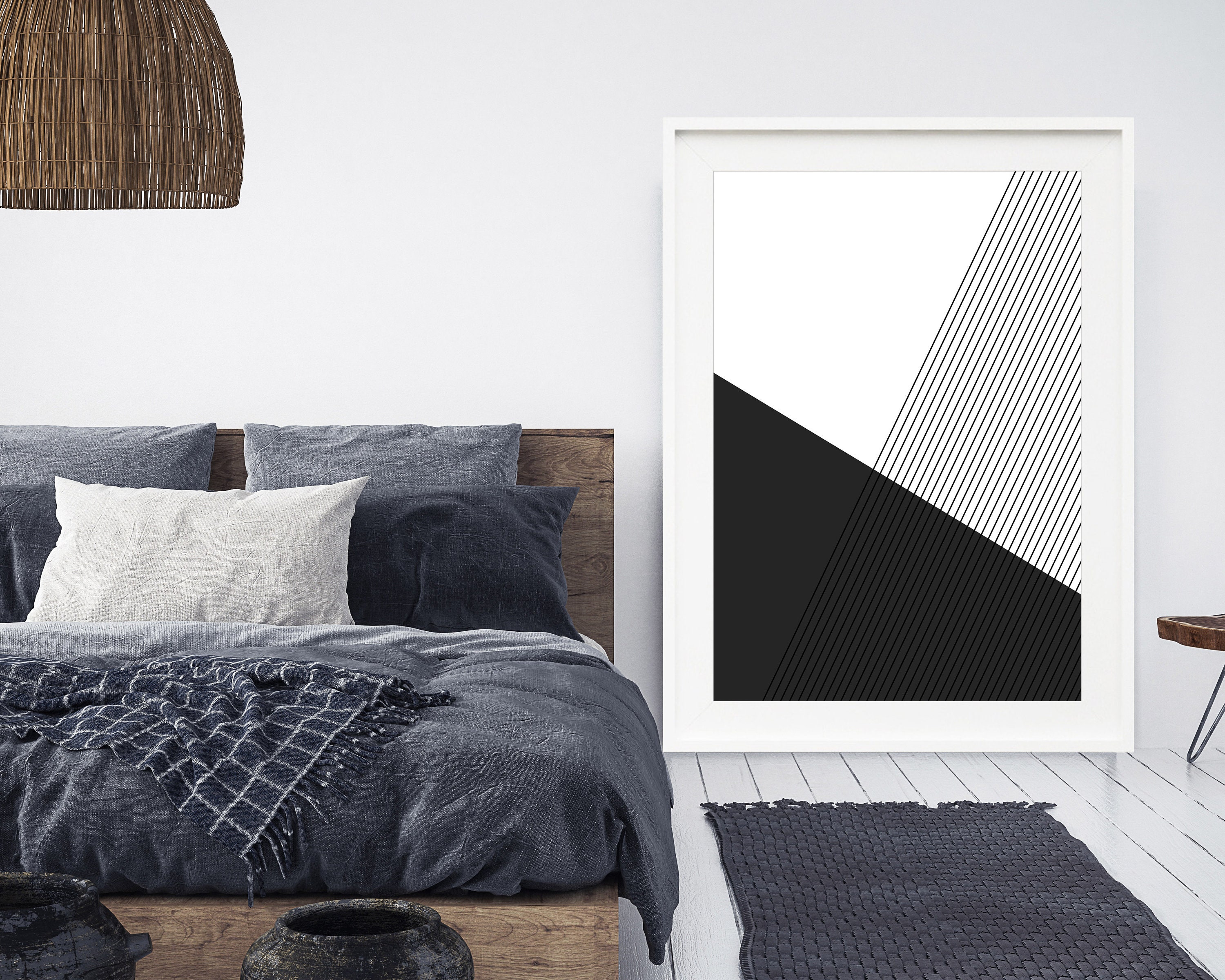 Geometric Minimalist Art Print Black and White Wall Art - Etsy