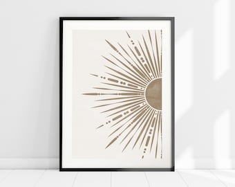 Beige Boho Sun Print, Abstract Sun Print, Neutral Wall Art, Minimalist Art Print, Abstract Wall Art, Living Room Decor, Bohemian Wall Decor